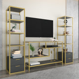 TV furniture set robbins gold gold anthracite melamine 198x160x39 cm