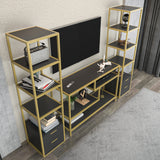 TV furniture set robbins gold gold anthracite melamine 198x160x39 cm