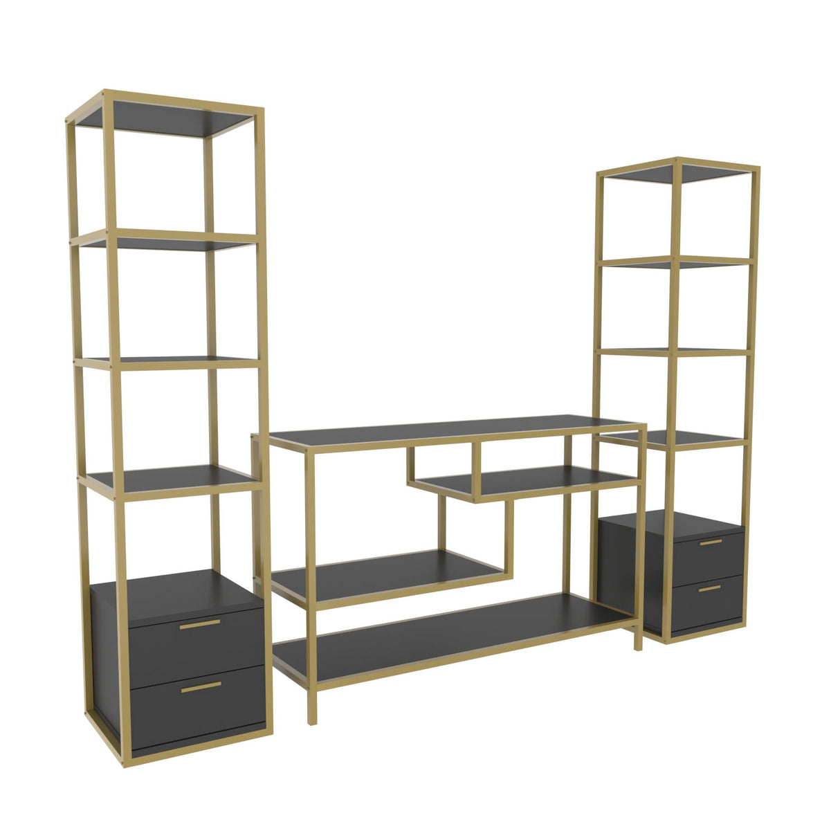 TV furniture set robbins gold gold anthracite melamine 198x160x39 cm