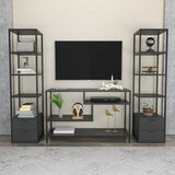 TV furniture set Robbins black black anthracite melamine 198x160x39 cm