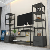 TV furniture set Robbins black black anthracite melamine 198x160x39 cm