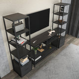 TV furniture set Robbins black black anthracite melamine 198x160x39 cm