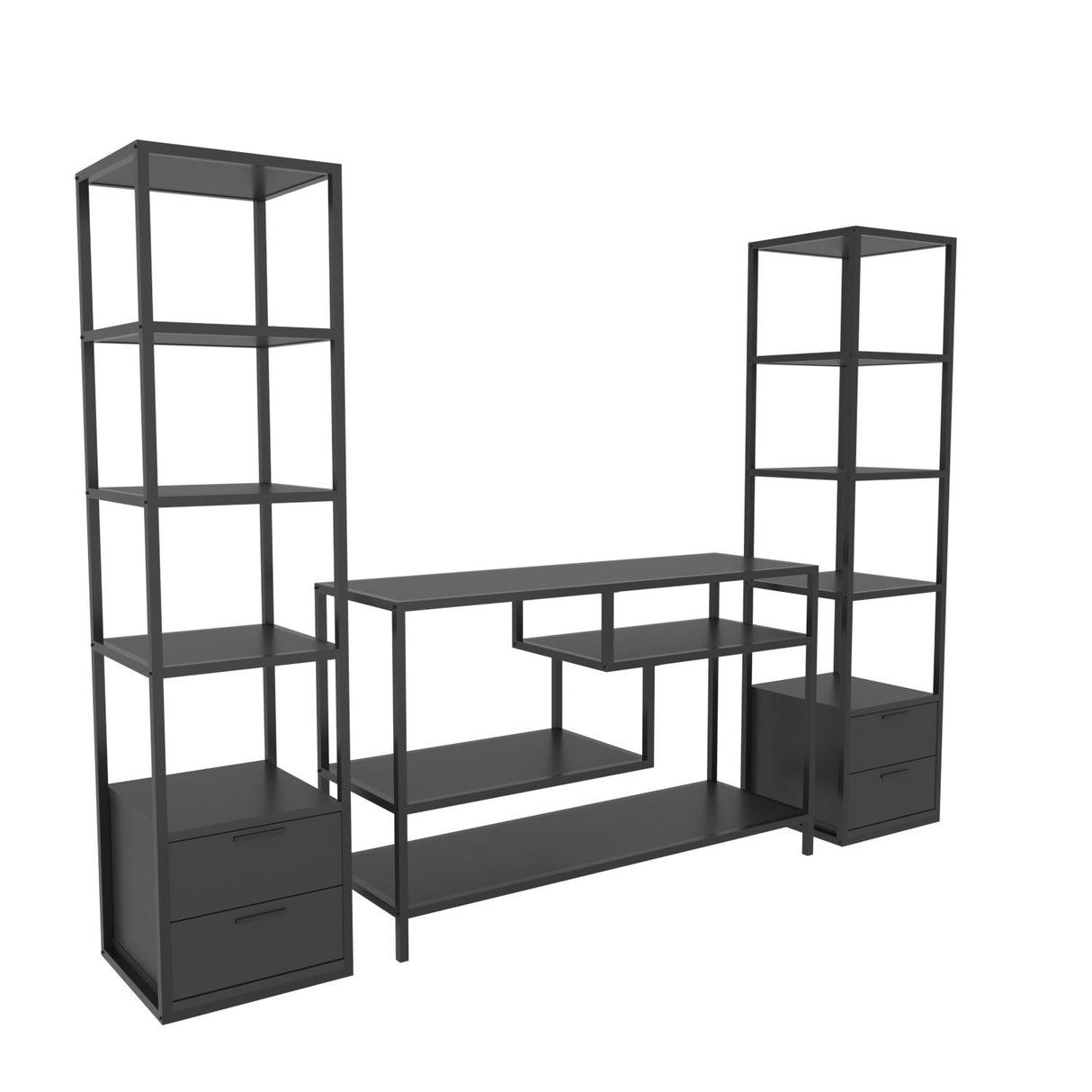 TV furniture set Robbins black black anthracite melamine 198x160x39 cm