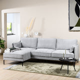 Peppin 3-Seater Corner Sofa Fabric Light Gray Left