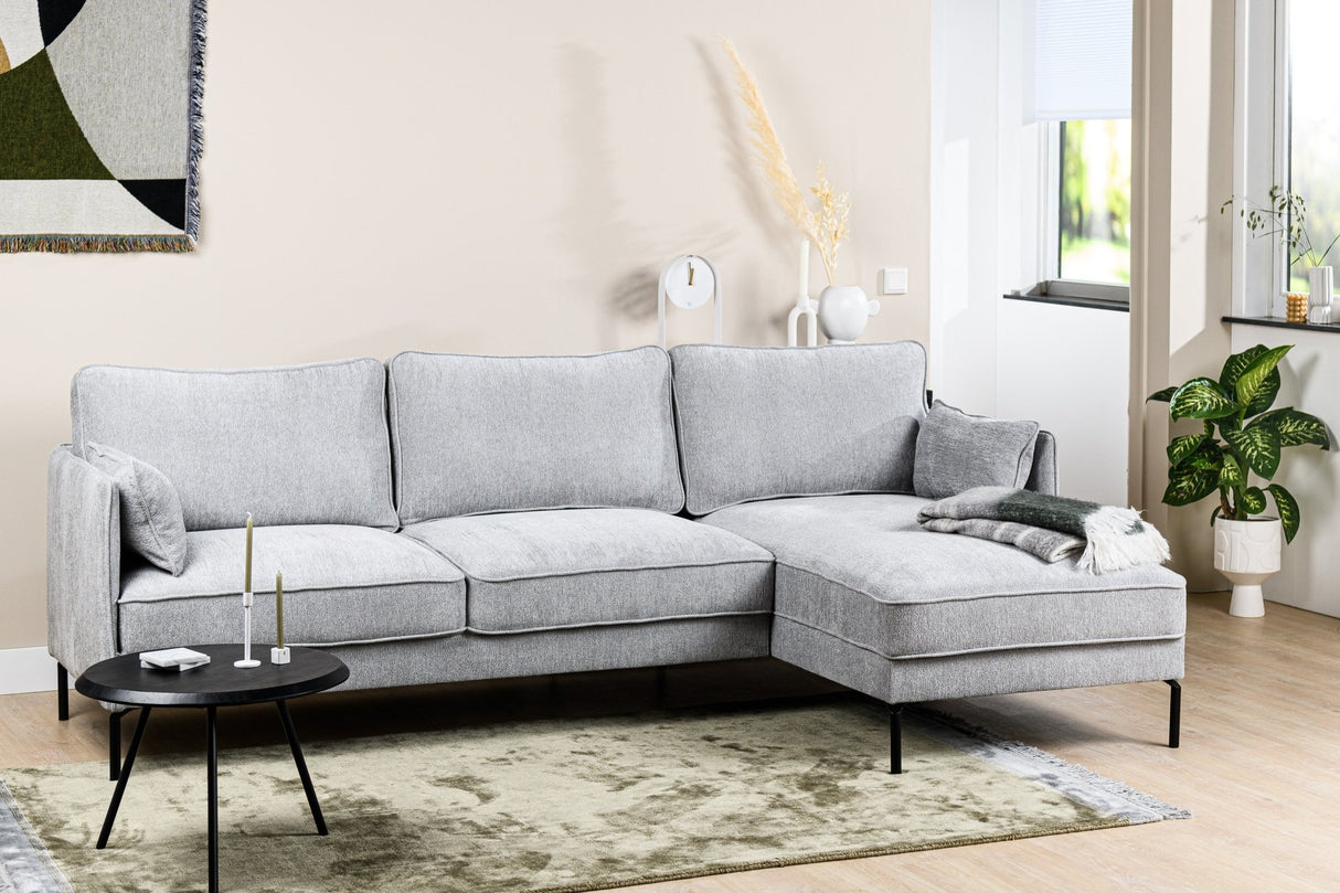 Peppin 3-Seater Corner Sofa Fabric Light Gray Right