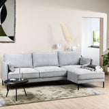 Peppin 3-Seater Corner Sofa Fabric Light Gray Right