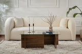Rectangular Modern Coffee Table Vetroni Walnut Look - Glass - 105x65 cm 