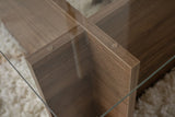 Rectangular Modern Coffee Table Vetroni Walnut Look - Glass - 105x65 cm 