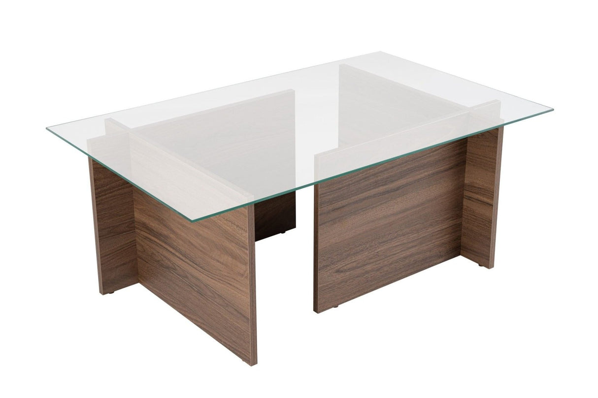 Rectangular Modern Coffee Table Vetroni Walnut Look - Glass - 105x65 cm 