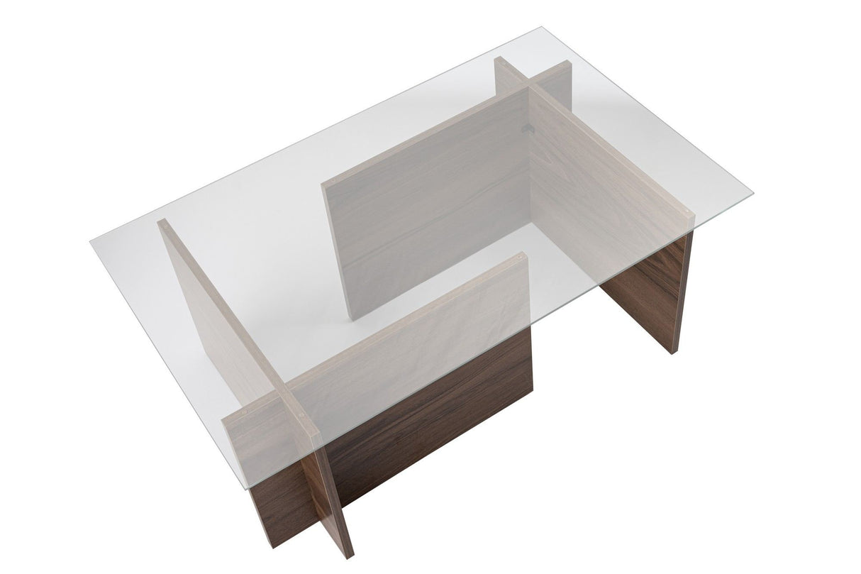 Rectangular Modern Coffee Table Vetroni Walnut Look - Glass - 105x65 cm 