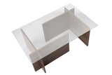 Rectangular Modern Coffee Table Vetroni Walnut Look - Glass - 105x65 cm 