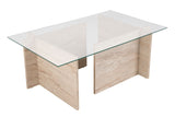 Rectangular Modern Coffee Table Vetroni Travertine Look - Glass - 105x65 cm 