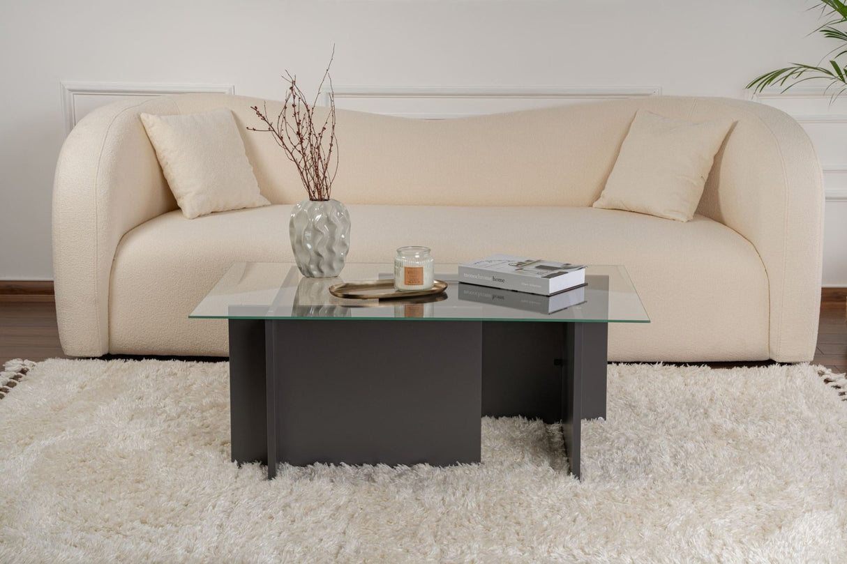 Rectangular Modern Coffee Table Vetroni Anthracite - Glass - 105x65 cm 