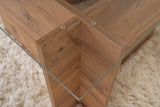 Rectangular Modern Coffee Table Vetroni Atlantic Pine Wood Look - Glass - 105x65 cm 