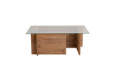 Rectangular Modern Coffee Table Vetroni Atlantic Pine Wood Look - Glass - 105x65 cm 