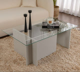 Rectangular Modern Coffee Table Vetroni Gray - Glass - 105x65 cm 