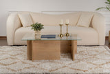 Rectangular Modern Coffee Table Honey Oak Look - Glass - 105x65 cm 