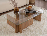 Coffee Table Atlantic Pine Wood Melamine Glass Opal 105x65x30 cm 