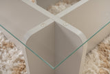 Coffee Table Grey Melamine Glass Opal 105x65x30 cm 