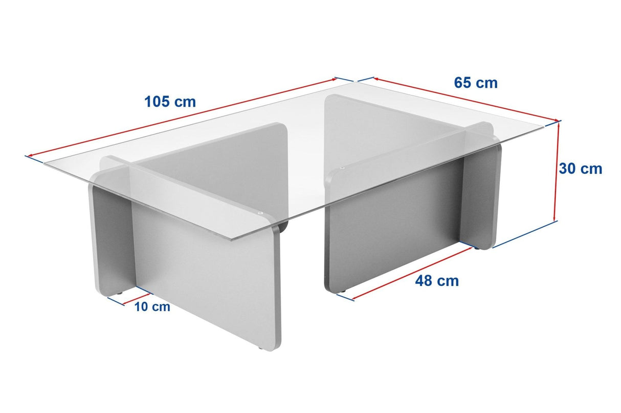 Coffee Table Grey Melamine Glass Opal 105x65x30 cm 