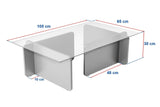 Coffee Table Grey Melamine Glass Opal 105x65x30 cm 