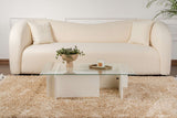 Coffee Table White Melamine Glass Opal 105x65x30 cm 