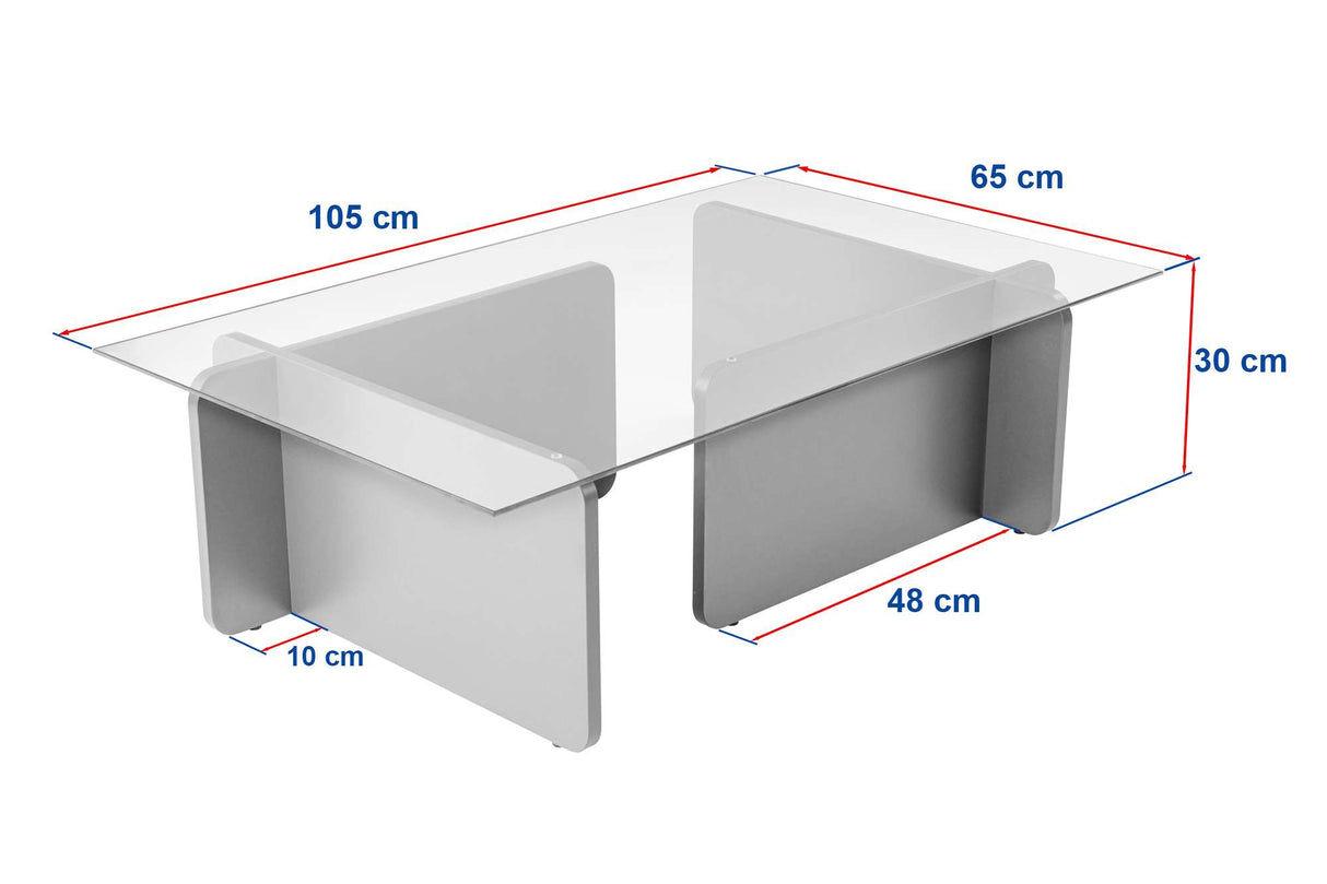 Coffee Table White Melamine Glass Opal 105x65x30 cm 