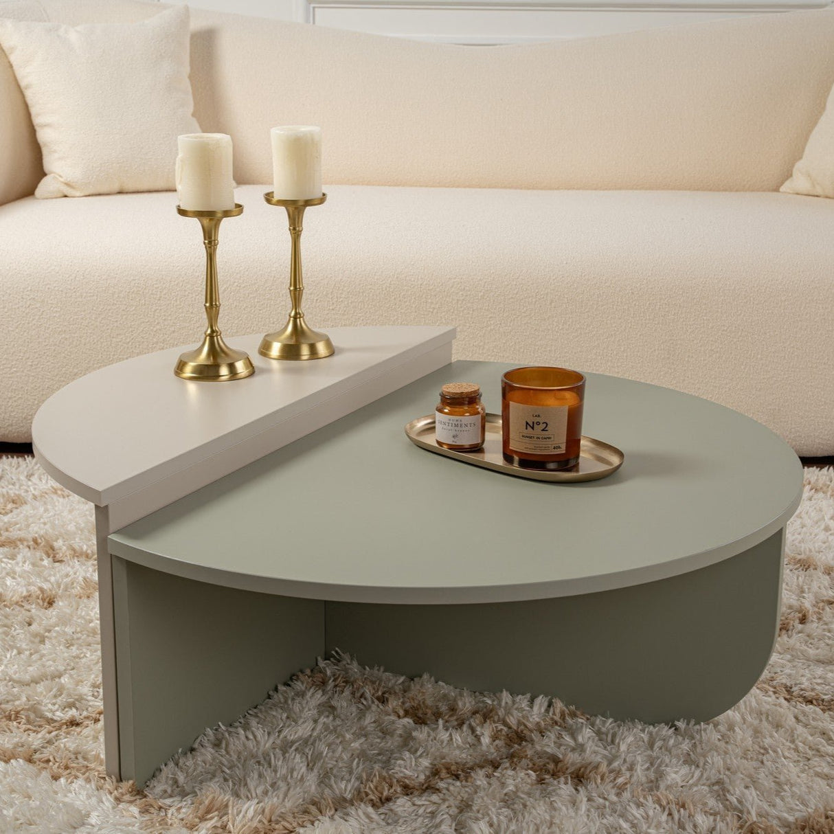 Round Coffee Table As Green Melamine 90 cm Orin 