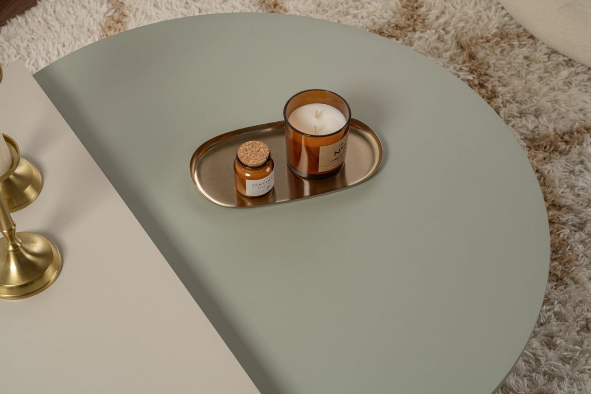 Round Coffee Table As Green Melamine 90 cm Orin 
