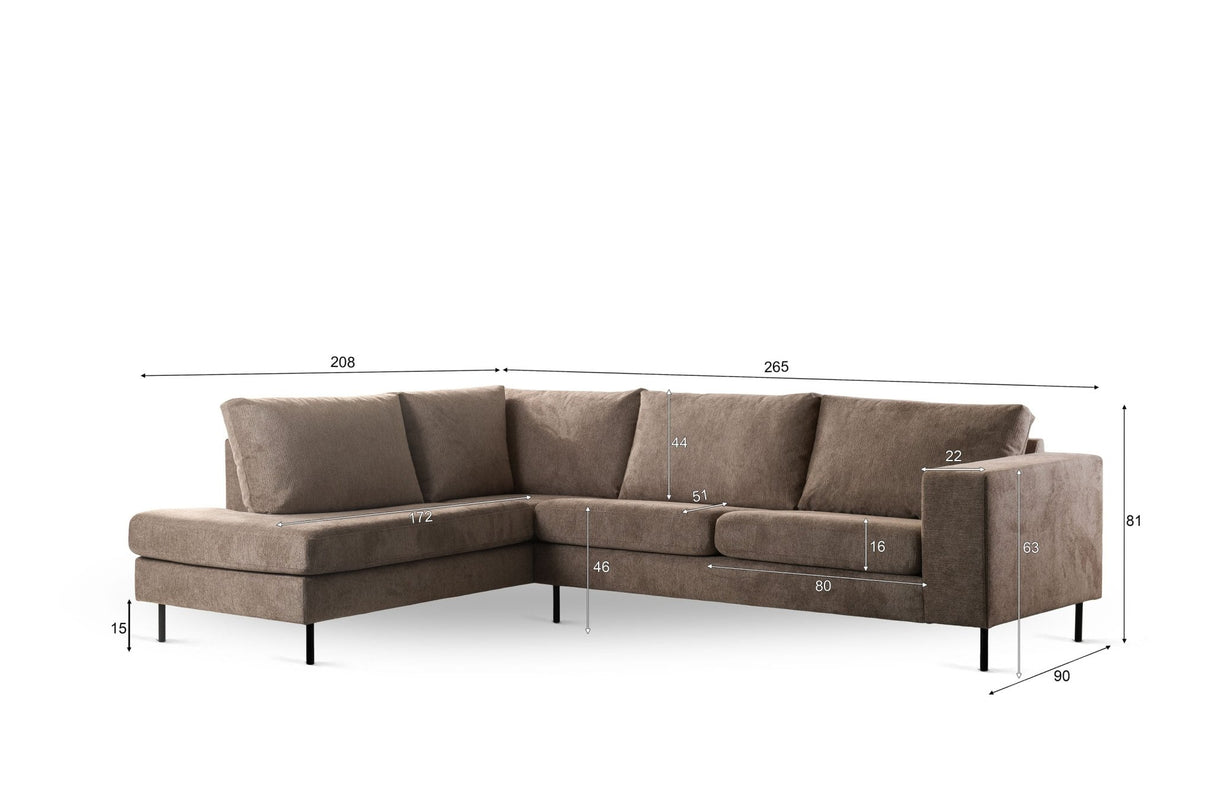 Espen 3-Seater Corner Sofa Fabric Taupe Left