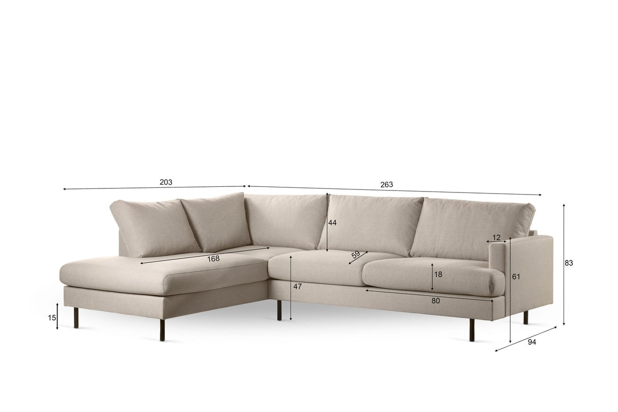 Romi 3-Seater Corner Sofa Beige