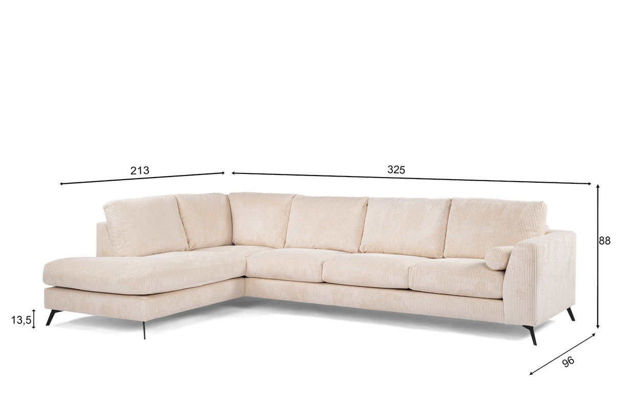 4-seater corner sofa lova rib Fabric beige