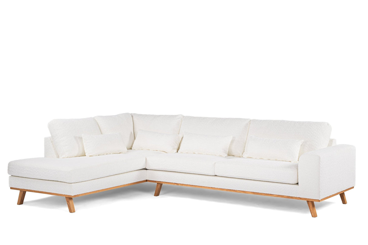 3-seater corner sofa jolie bouclé white