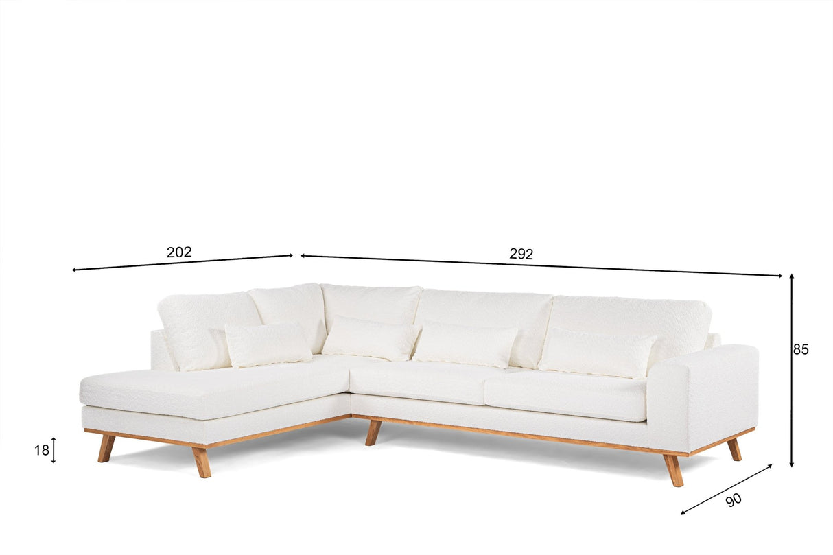 3-seater corner sofa jolie bouclé white