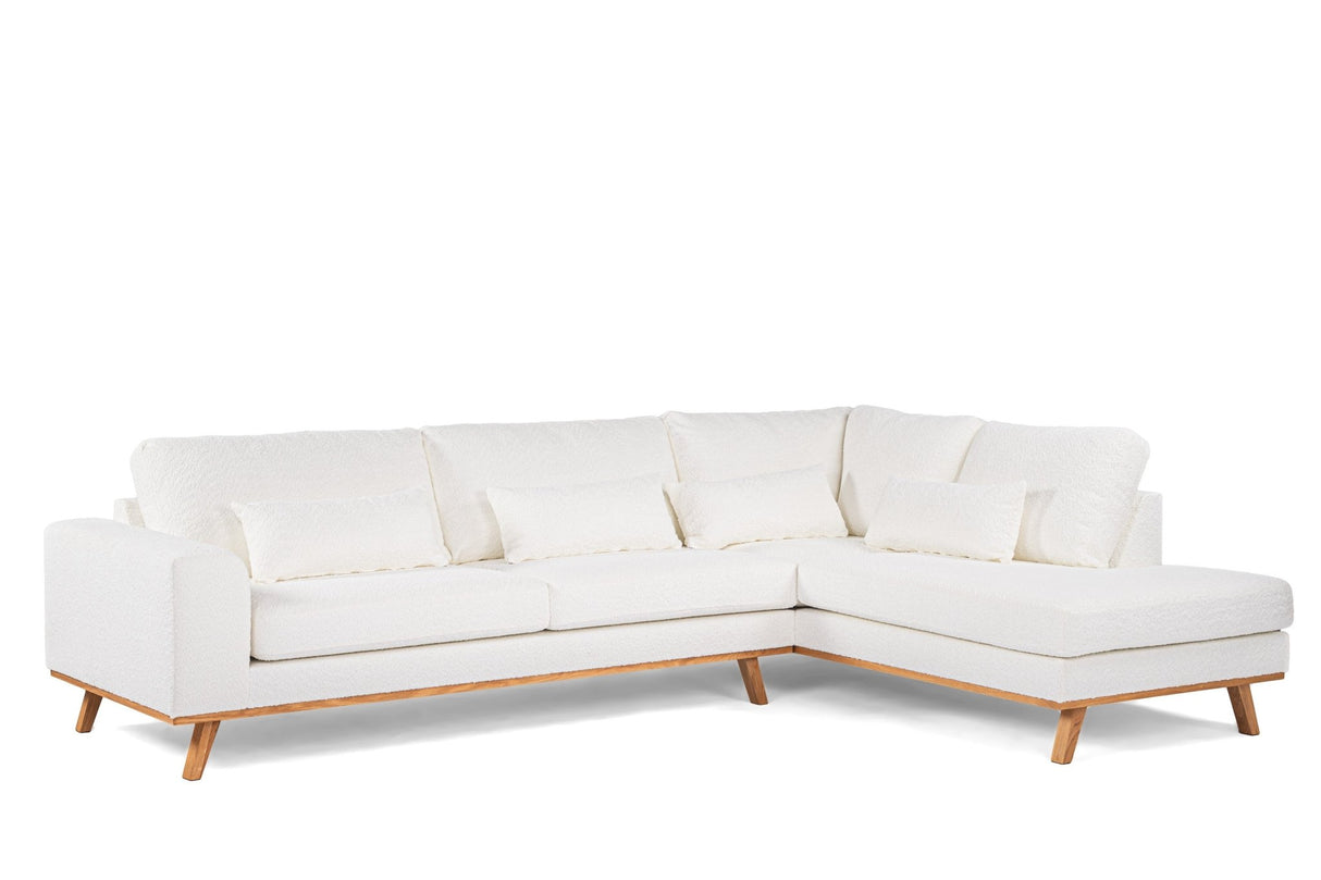 3-seater corner sofa jolie bouclé white