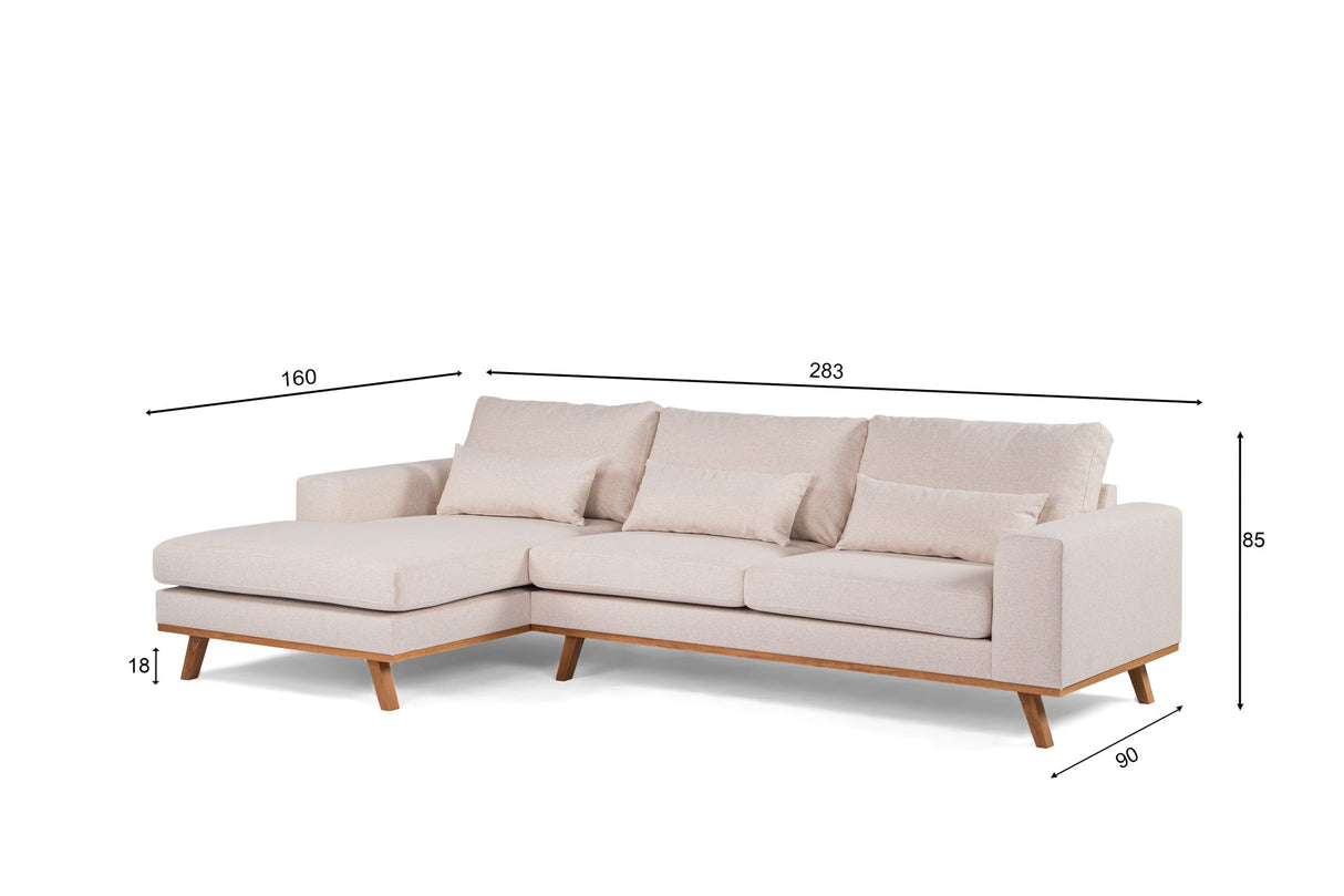 3-seater corner sofa Ezra Fabric beige