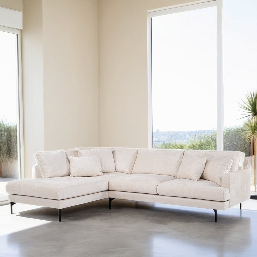 3-seater corner sofa aivy fabric beige