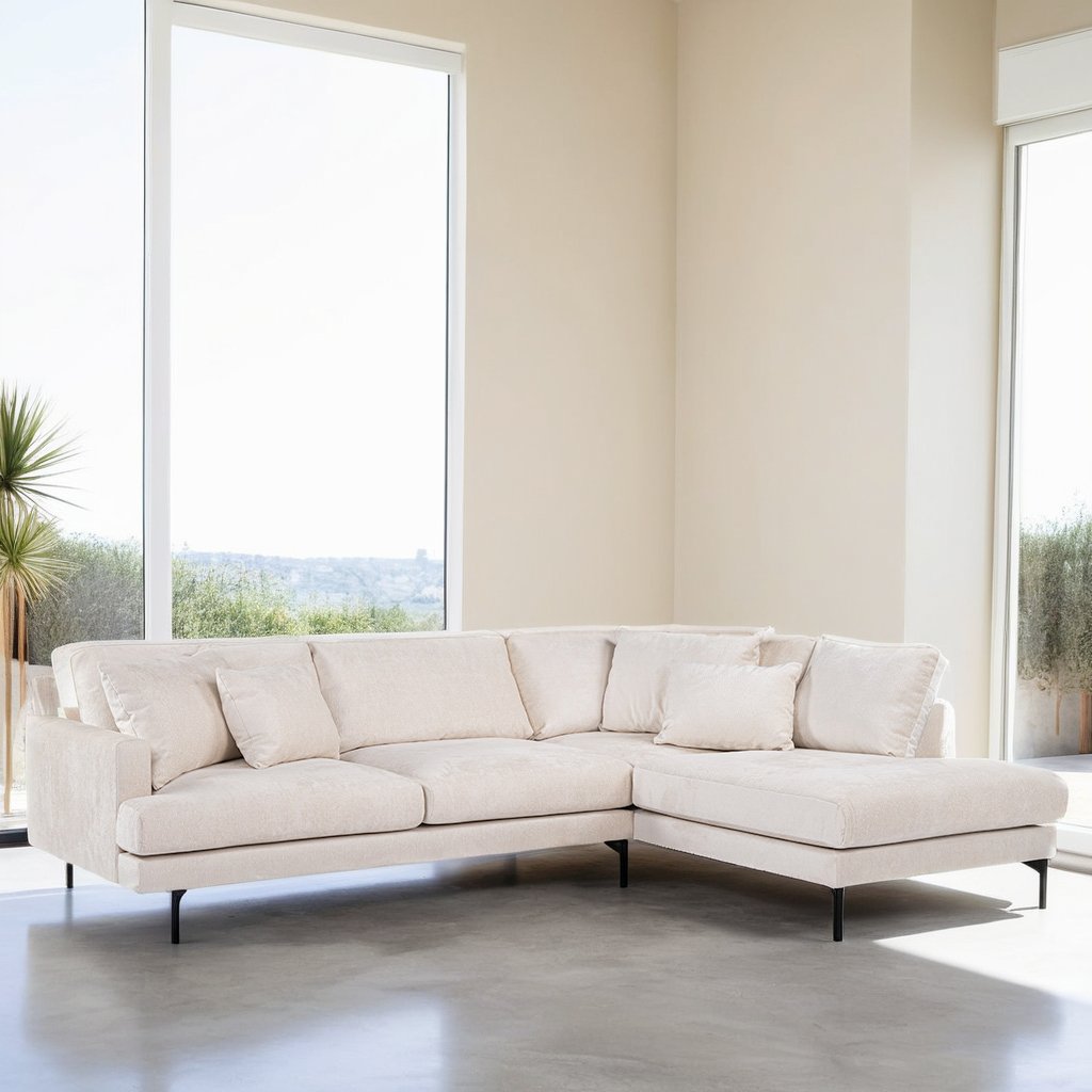 3-seater corner sofa aivy fabric beige