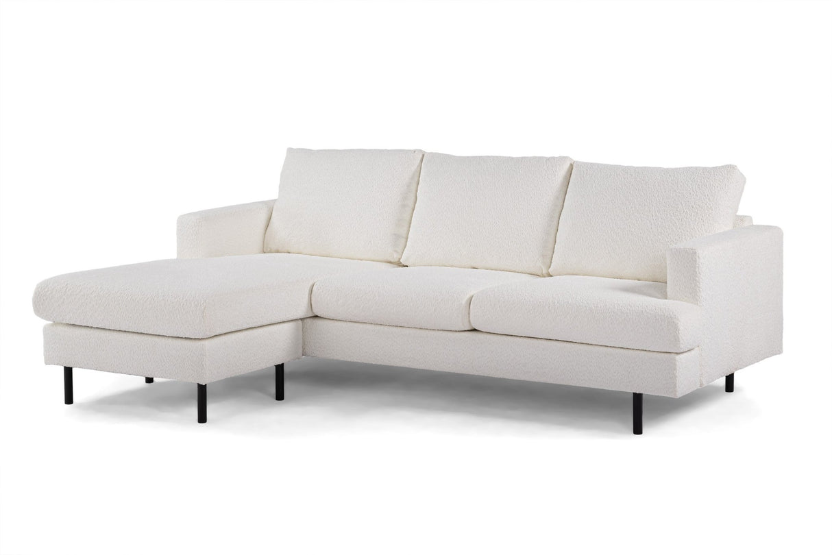 3-seater corner sofa chaise longue giselle bouclé white