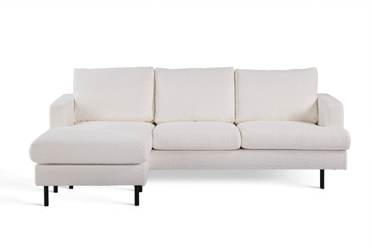 3-seater corner sofa chaise longue giselle bouclé white