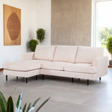 3-seater corner sofa chaise longue gioia ribstof beige