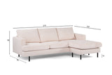 3-seater corner sofa chaise longue gioia ribstof beige