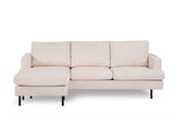 3-seater corner sofa chaise longue gioia ribstof beige