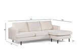 3-seater corner sofa chaise longue loren ribstof beige