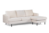 3-seater corner sofa chaise longue loren ribstof beige