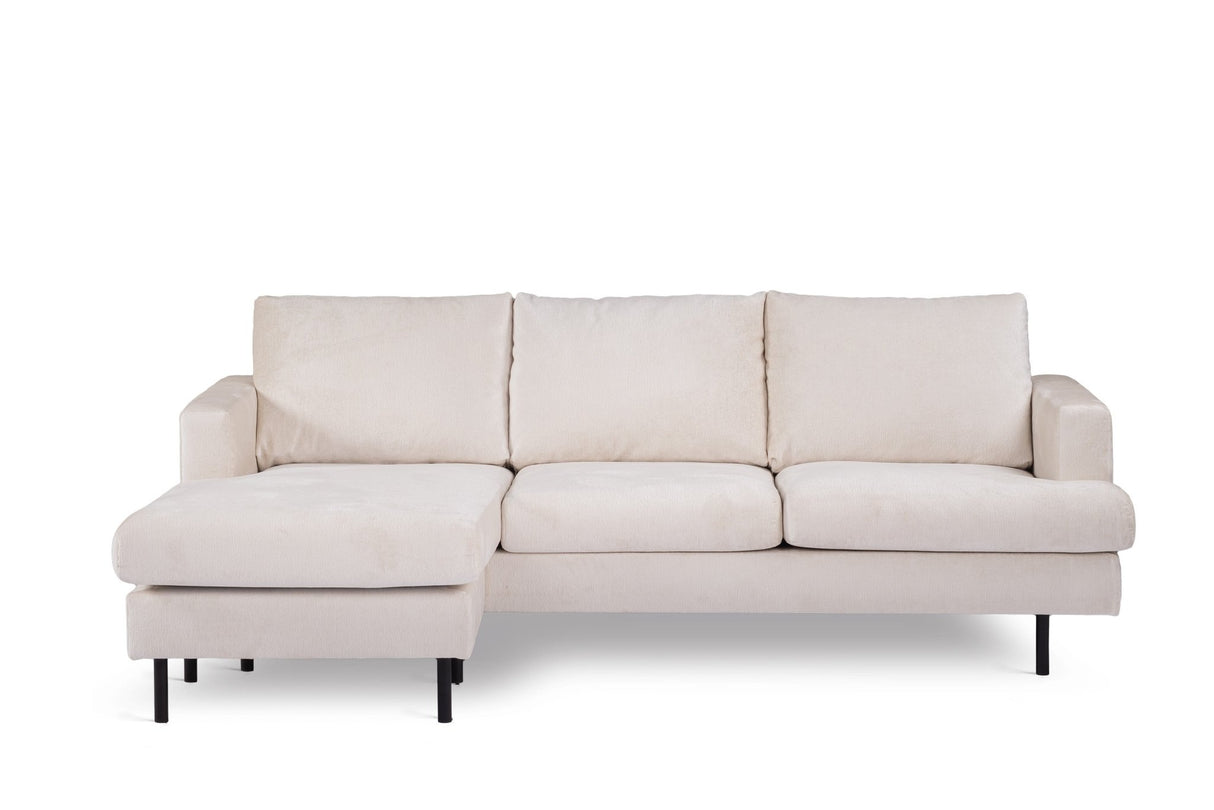 3-seater corner sofa chaise longue loren ribstof beige