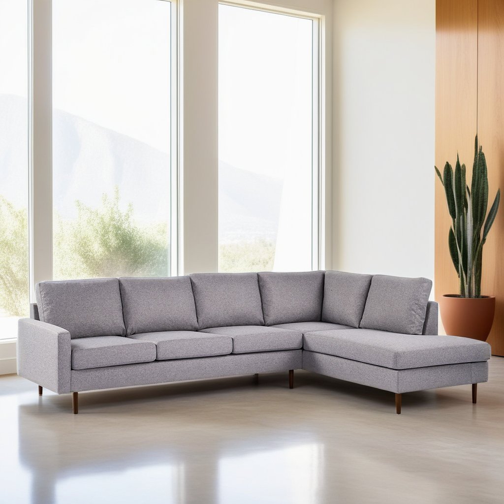 4-seater corner sofa kobe fabric gray