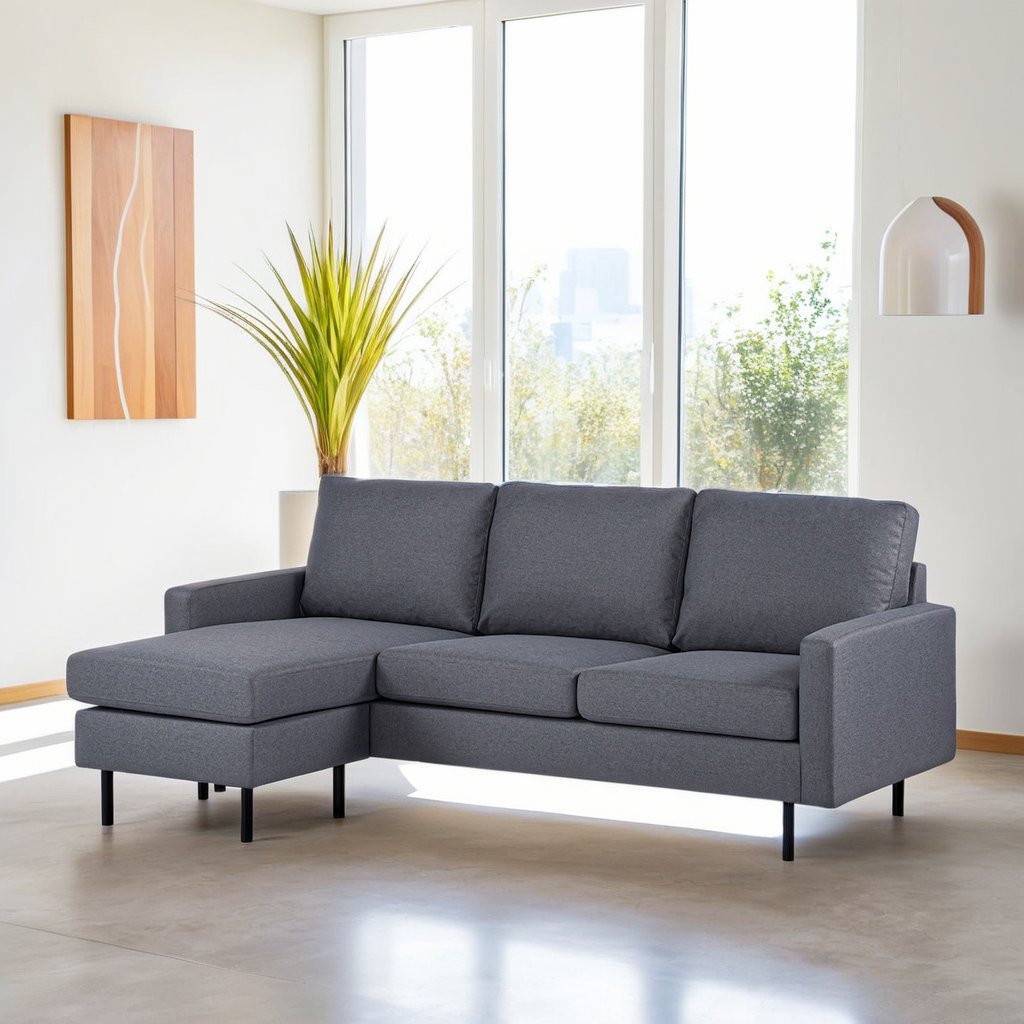 3-seater Corner sofa Chaise Longue Riven Dark gray