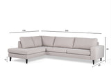 3-seater corner sofa archie fabric gray