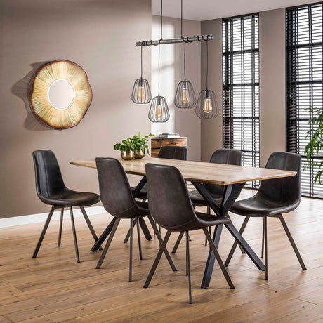 Set van 4 Eetkamerstoelen Siena Saddle PU zwart